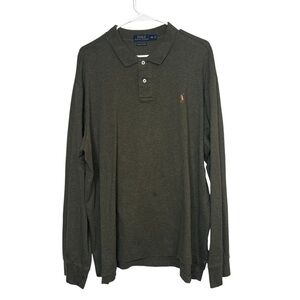 Polo Ralph Lauren Men Long Sleeve Polo Shirt Olive Green Size XXL Pony Logo